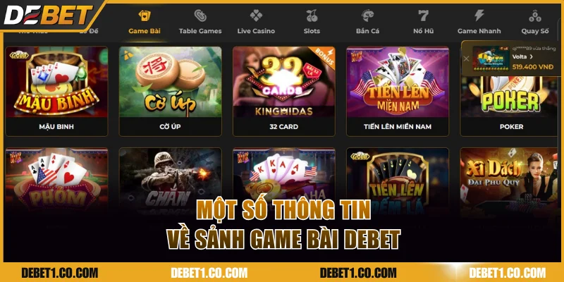 Một số thông tin về chuyên mục game bài DEBET